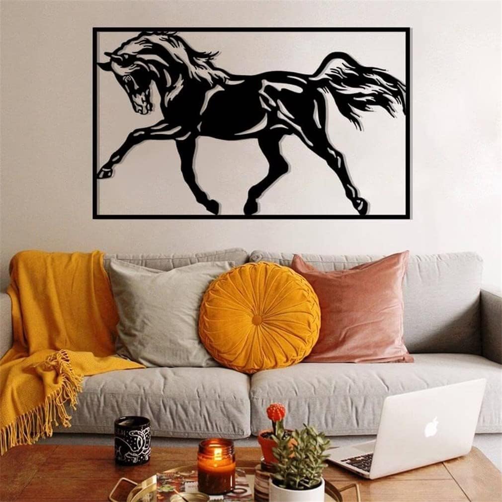 NORTH KAISER Black Metal Horse Wall Art