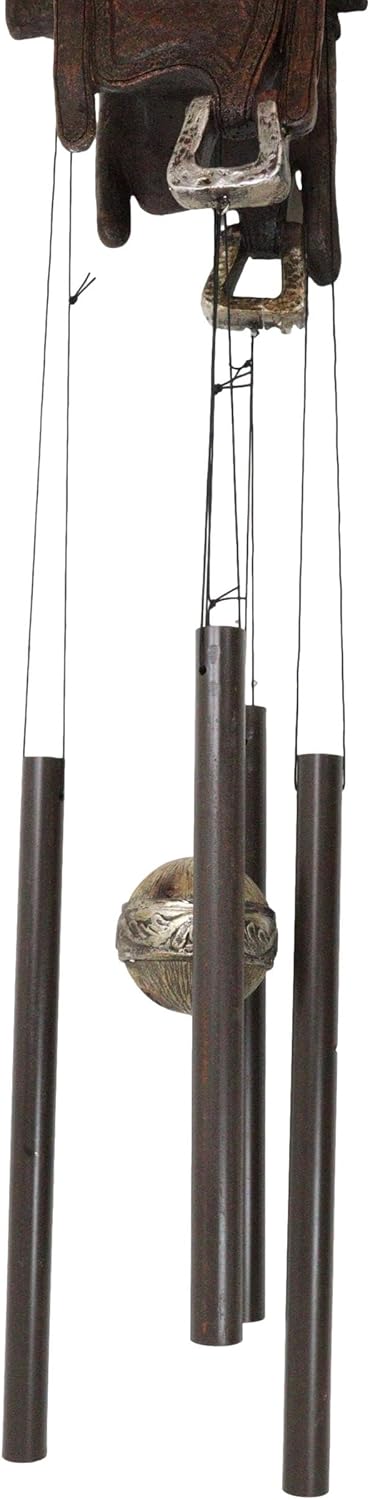 Ebros Gift Rustic Horse Saddle Wind Chime Decor