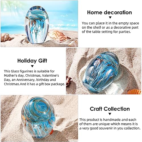Eustuma Hand Blown Glass Jellyfish Figurine Ornament