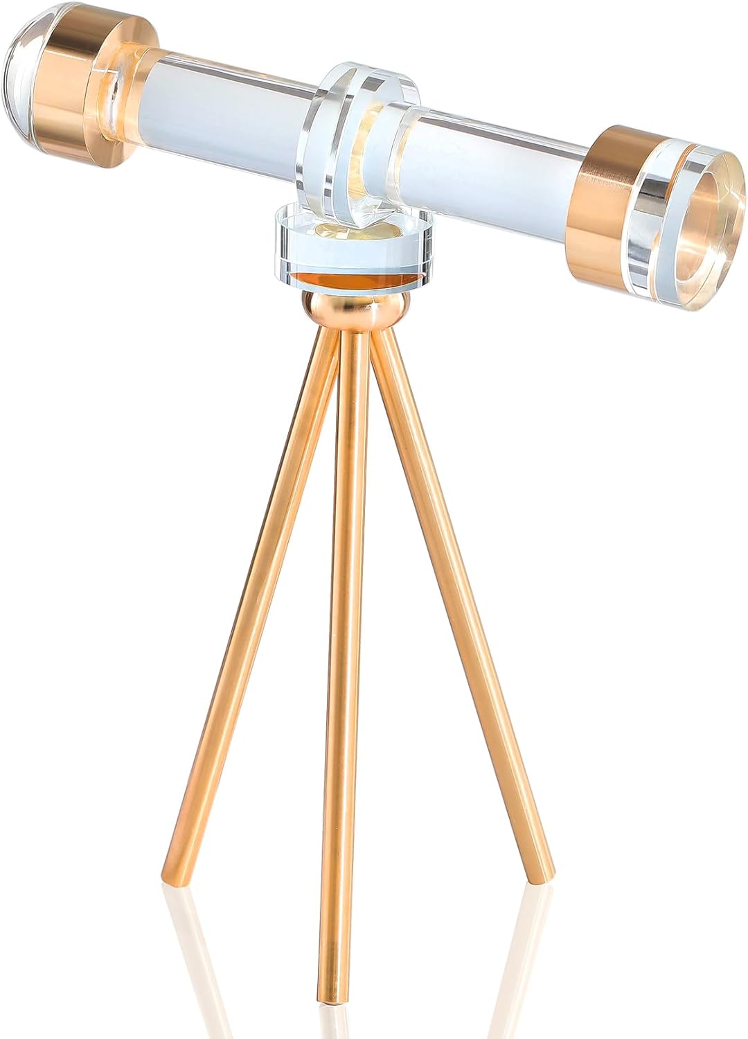 Modern Handmade Crystal Telescope with Brass Bracket Sculpture Decoration