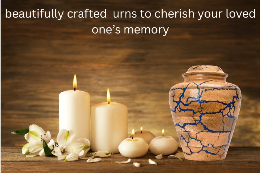 S J HANDICRAFTS Large Wooden Urn for Cremation Ashes