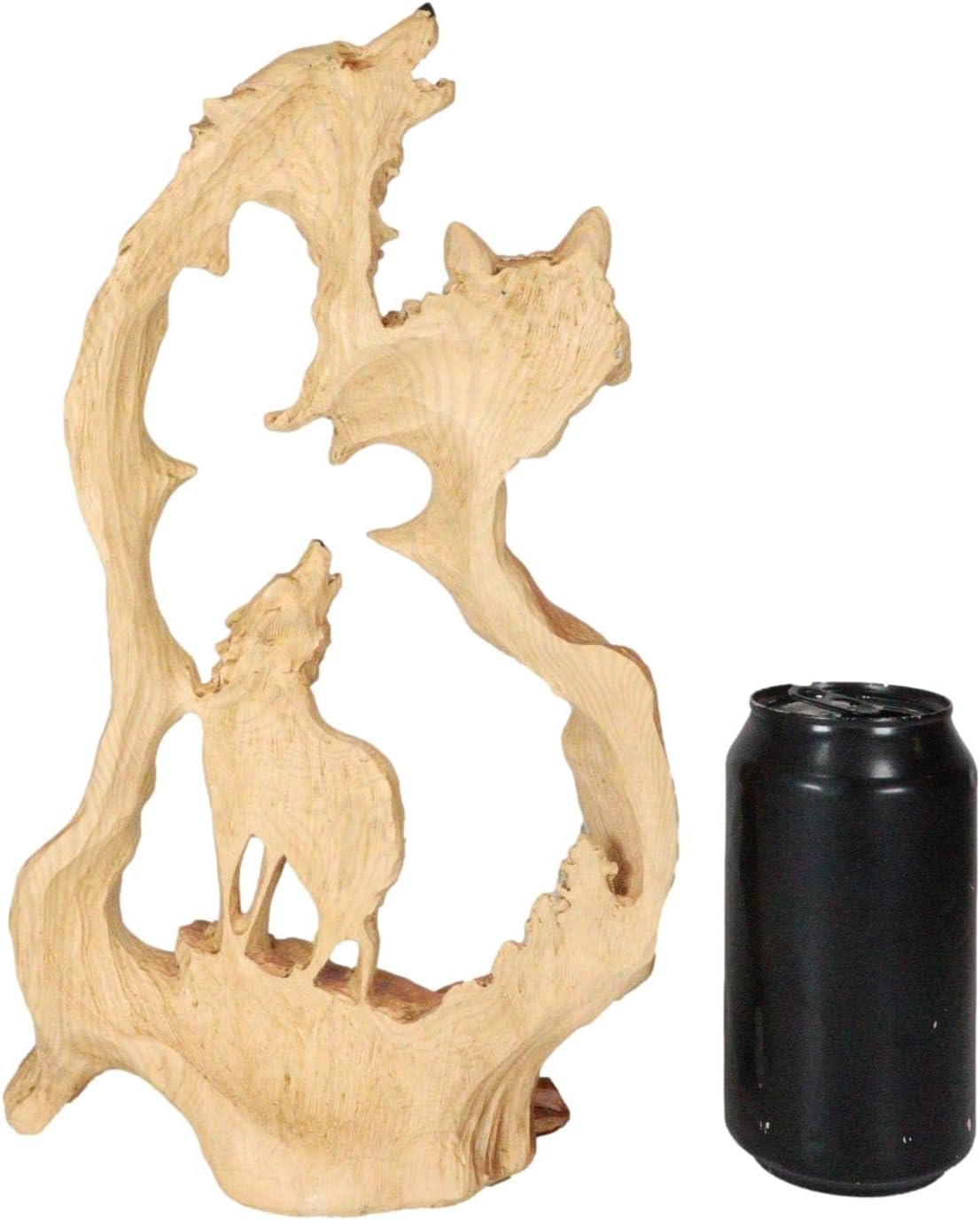 Ebros Gift Nature Rustic Faux Wood Howling Wolf Family Sculpture