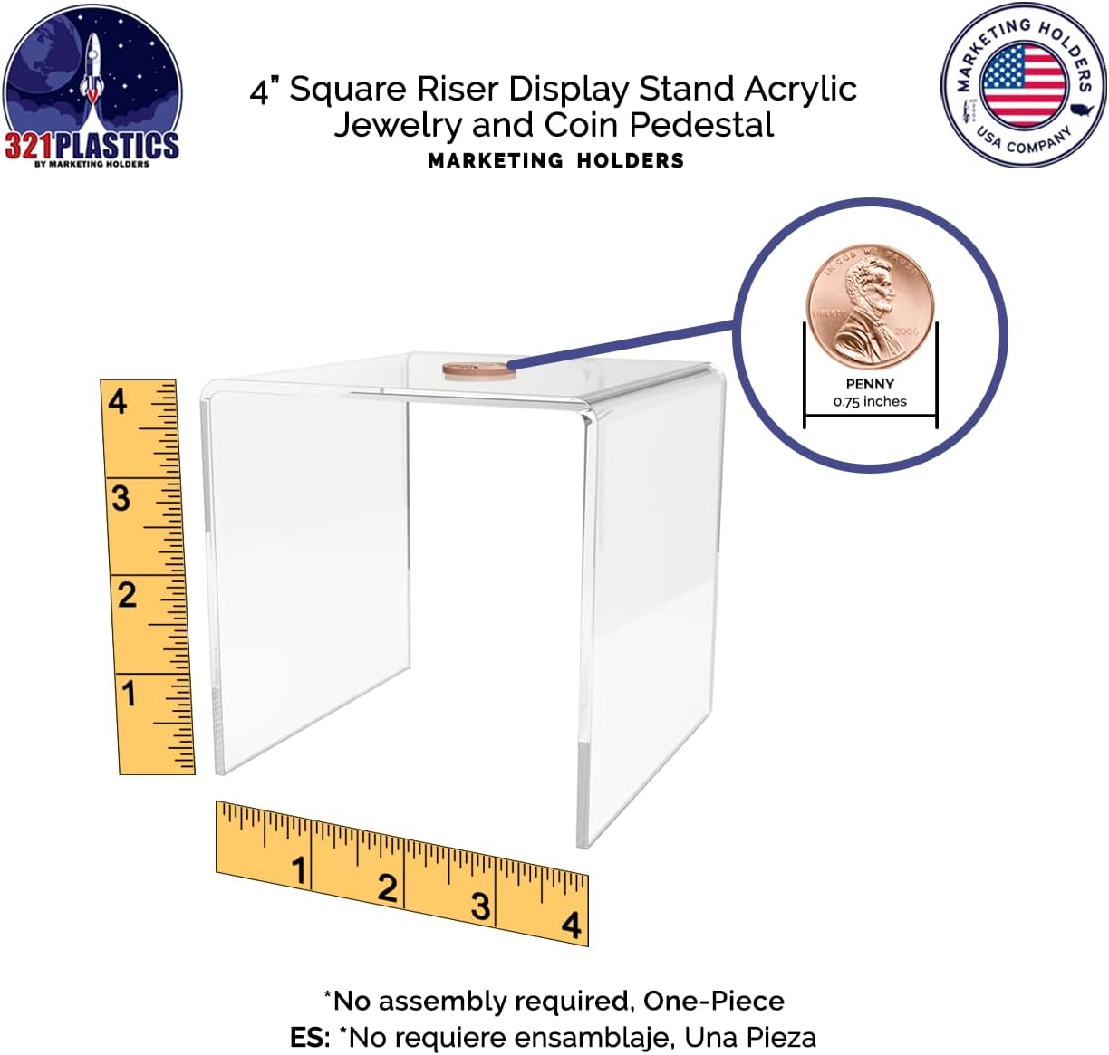 Marketing Holders Clear Acrylic Riser Stand 4 Inch Square