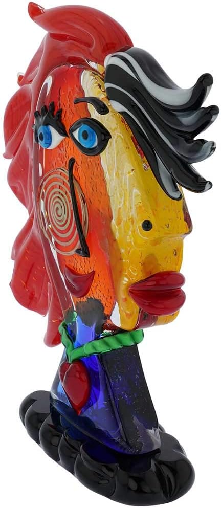 GlassOfVenice Murano Glass Picasso Woman Head with Red Hair