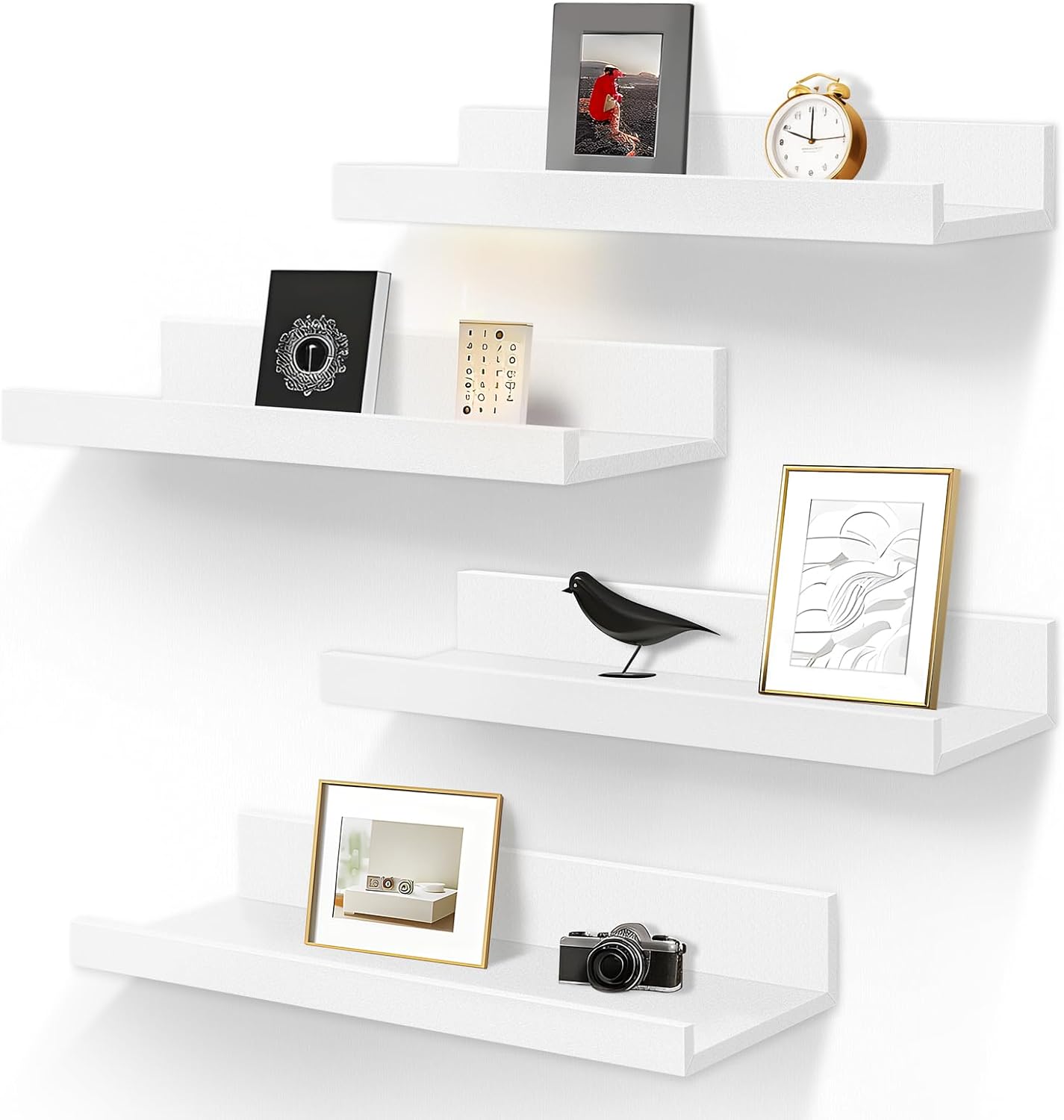 LaVie Home Floating Shelves Set of 4 White 156 Inch Wall Shelves