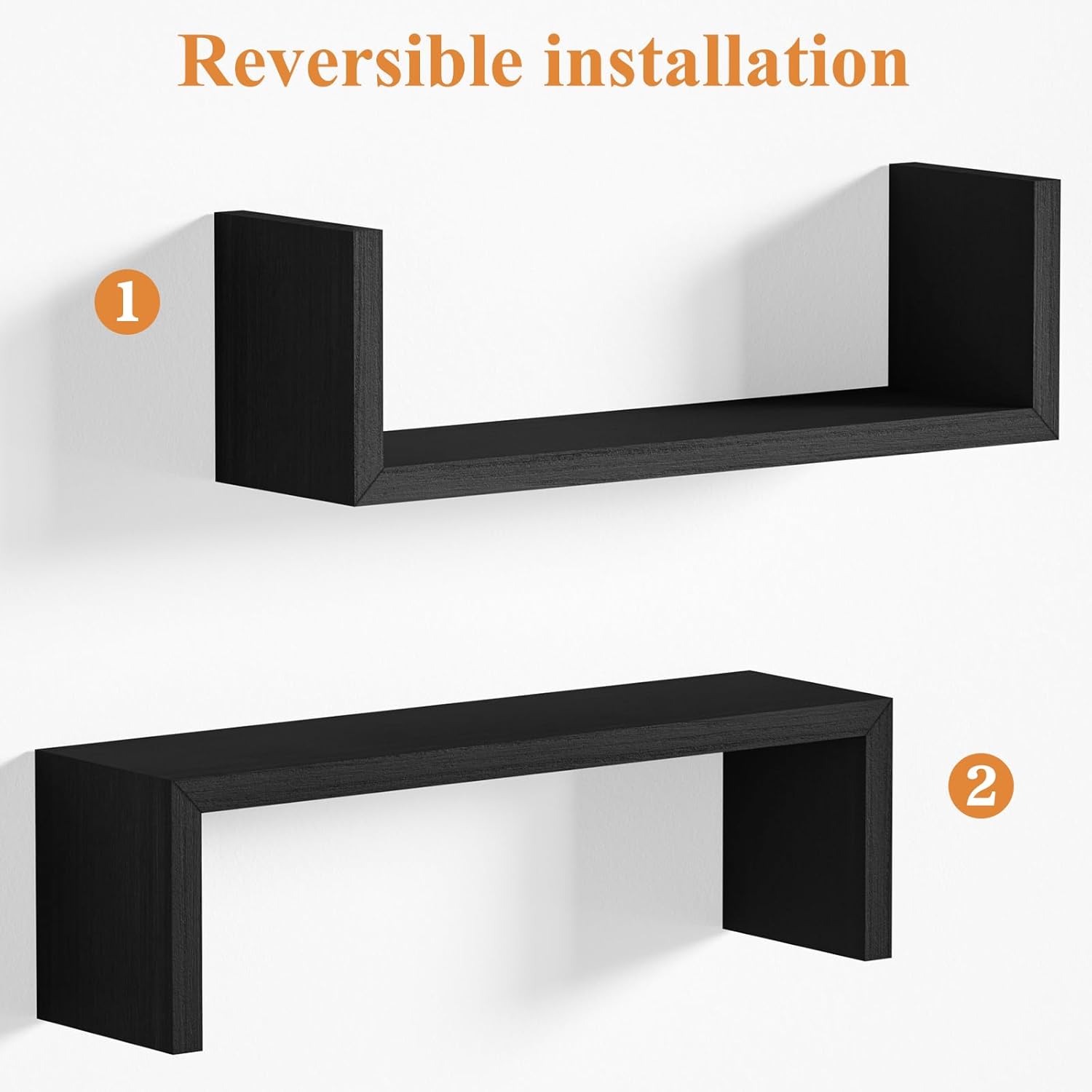 SRIWATANA Floating Wall Shelves Set of 5 Weathered Black