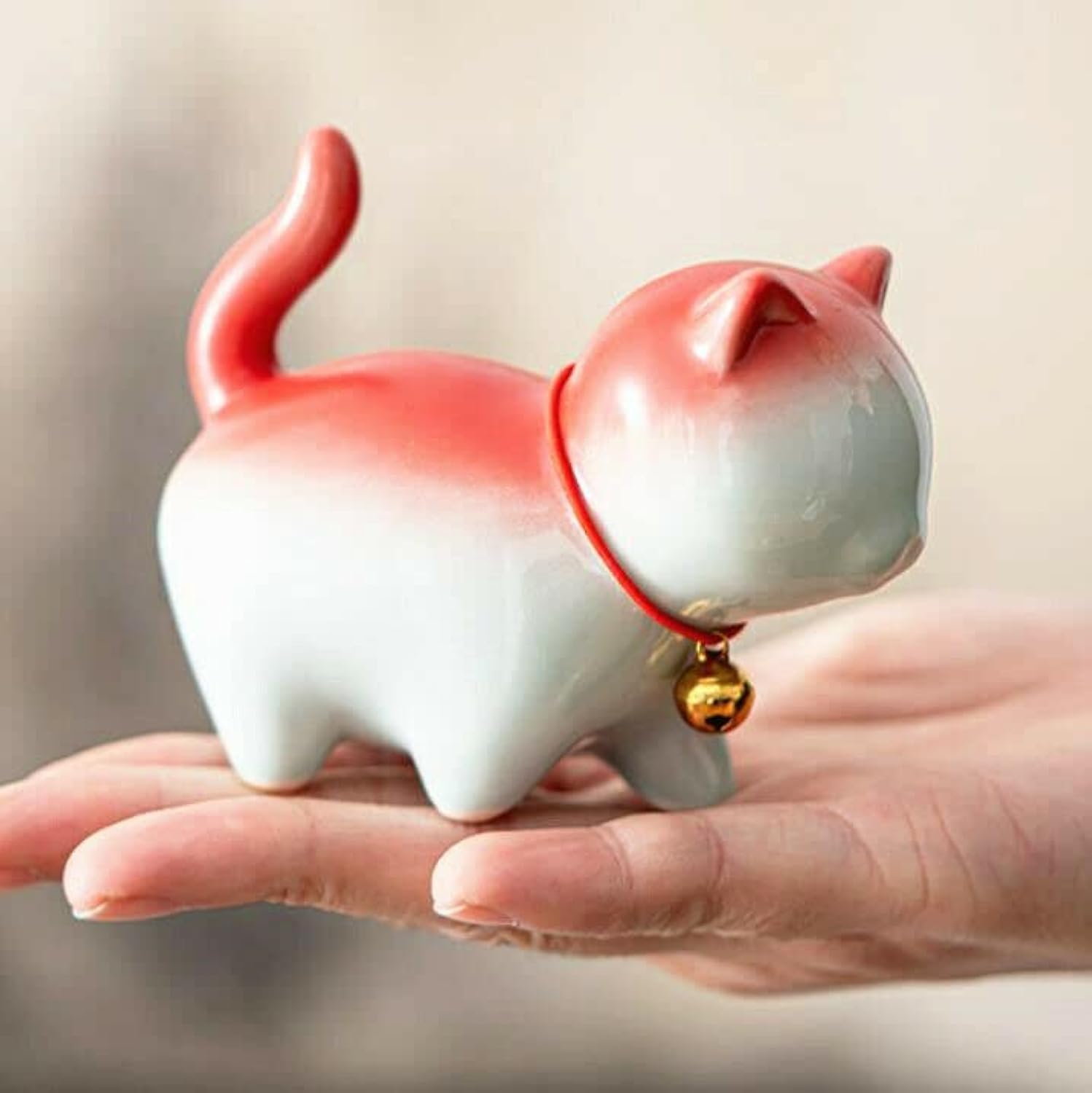 EatingBiting Ceramic Tea Pet Cute Lucky Cat Home Decor