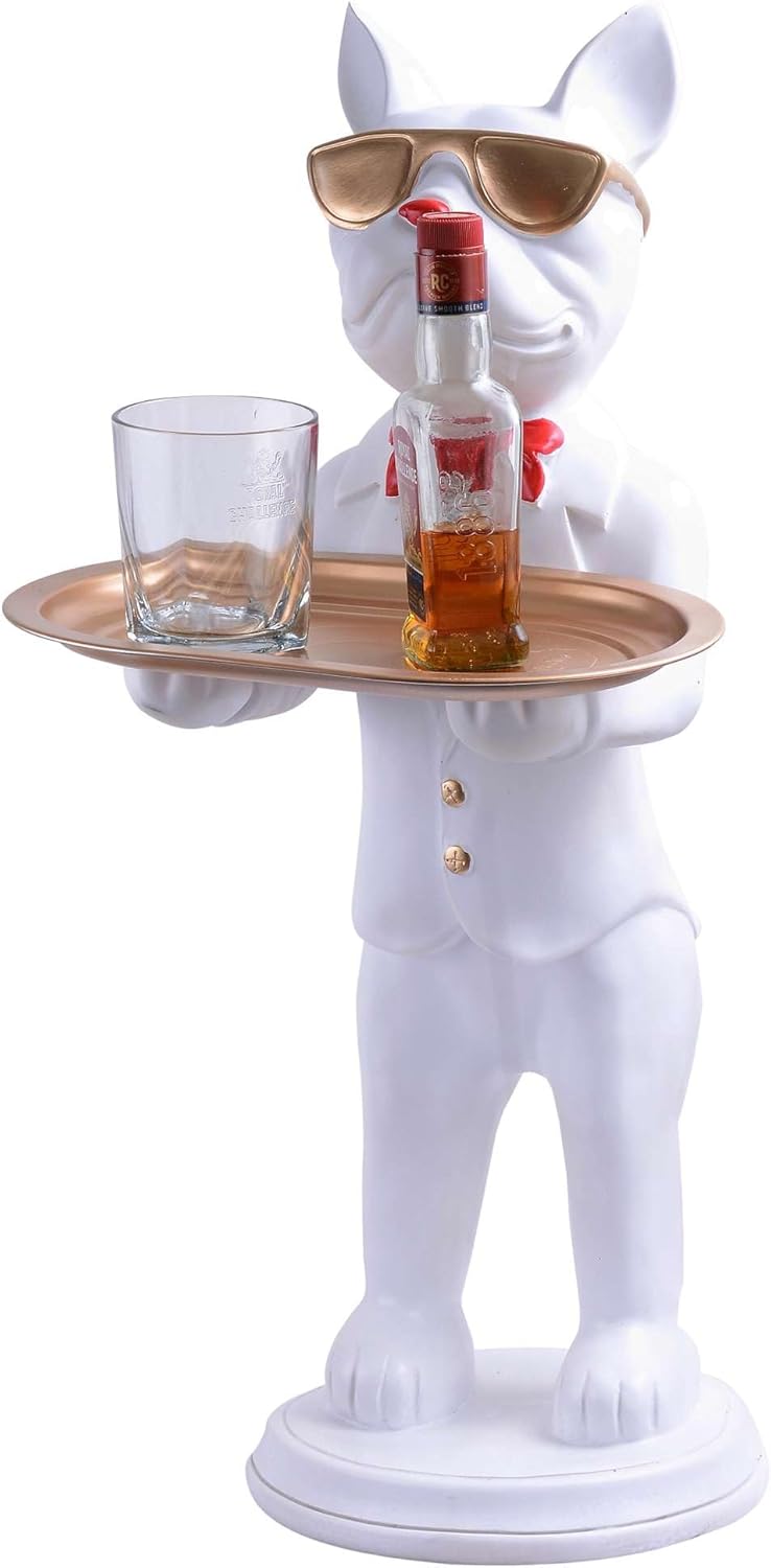 Cool Dog Sculpture with Plate for Home Dcor