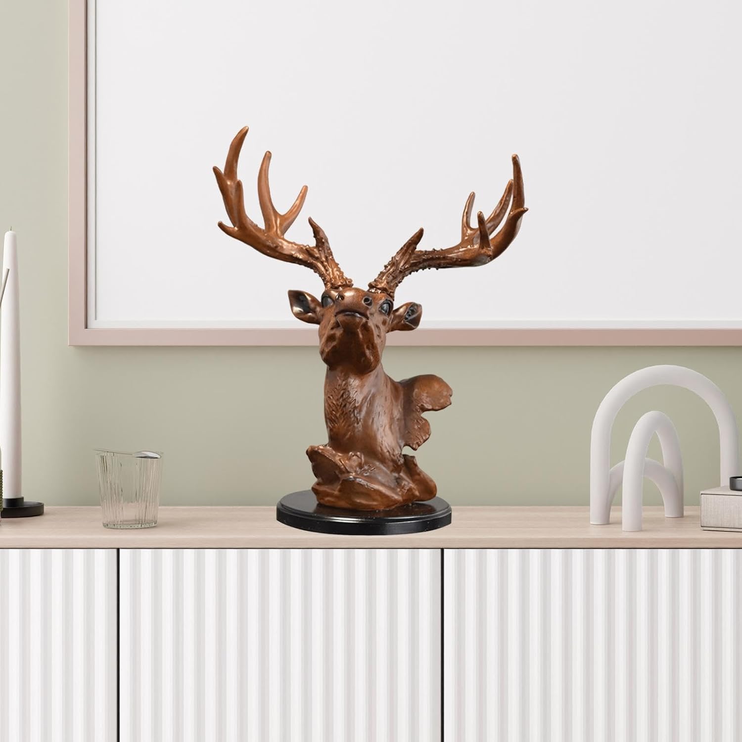 Fenteer Deer Head Figurine Desktop Decoration