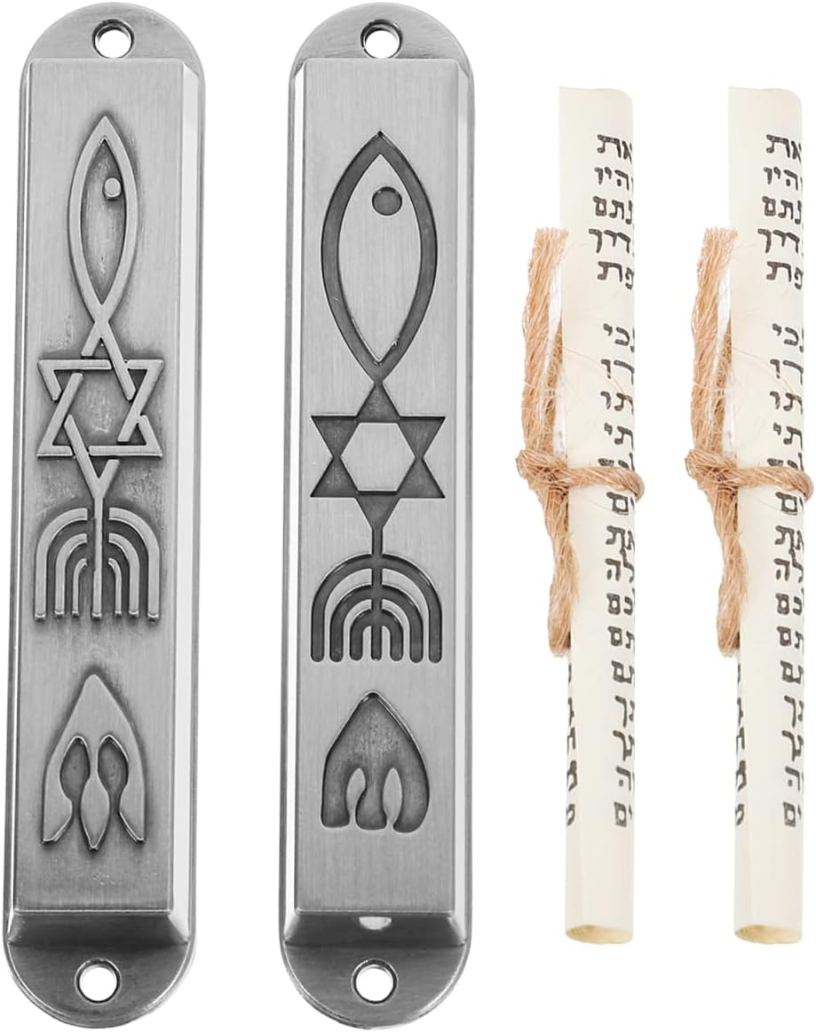 Ciieeo Pewter Mezuzah Case with Scroll for Door