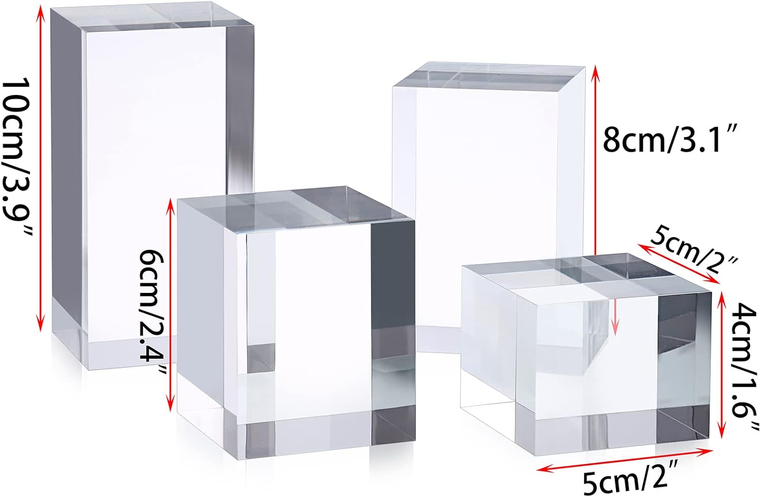 Hipiwe 4PCS Clear Acrylic Display Risers Stand