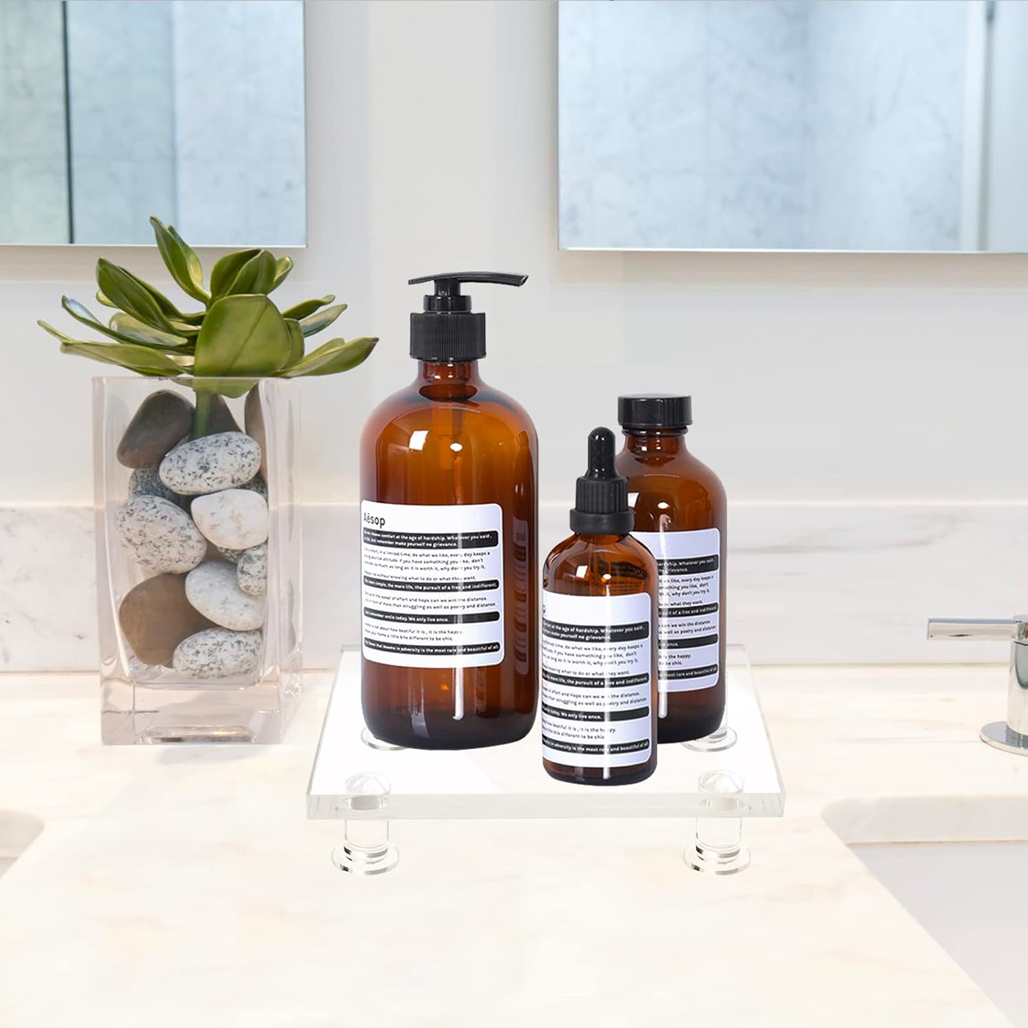 Bigfety Clear Acrylic Riser Stand for Bathroom Kitchen