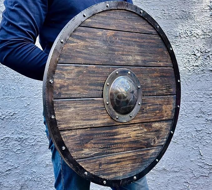 Viking Style Wooden Wall Shield 24 Inch