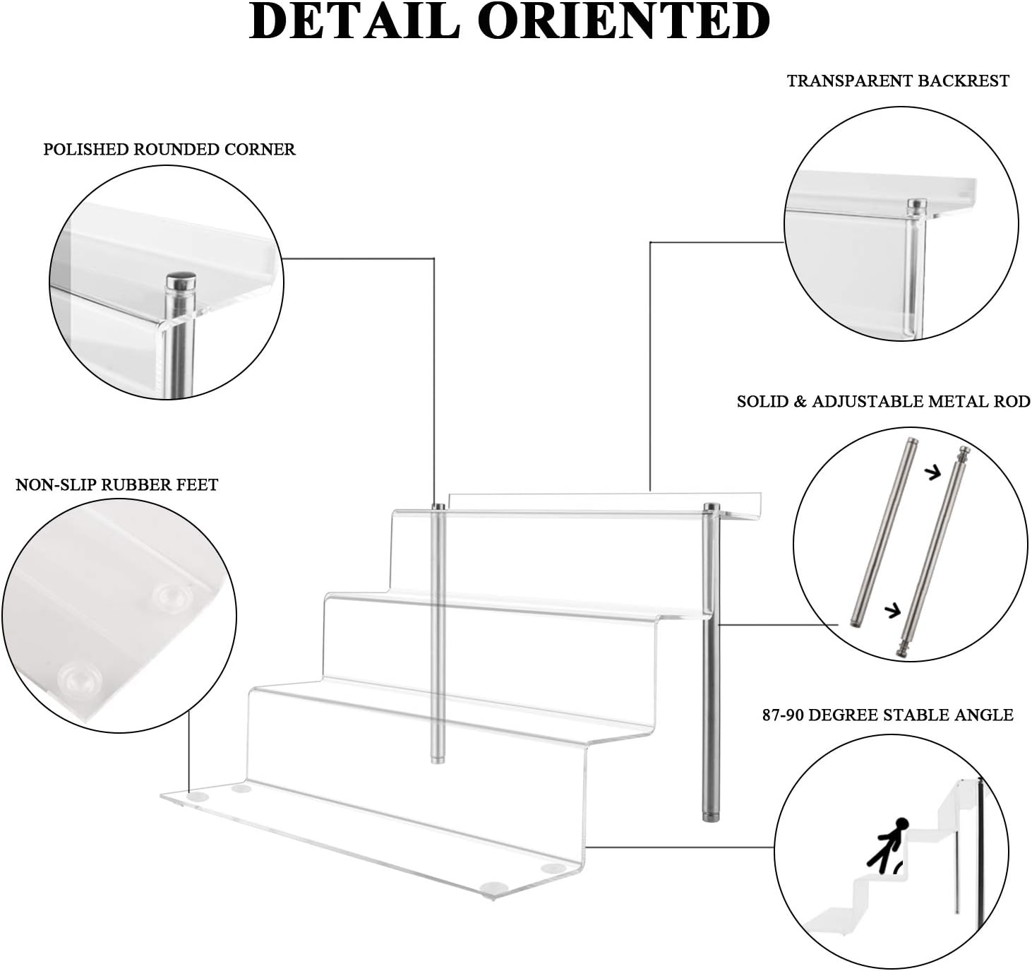 LileZbox Acrylic Display Stand 4-Tier Clear Large