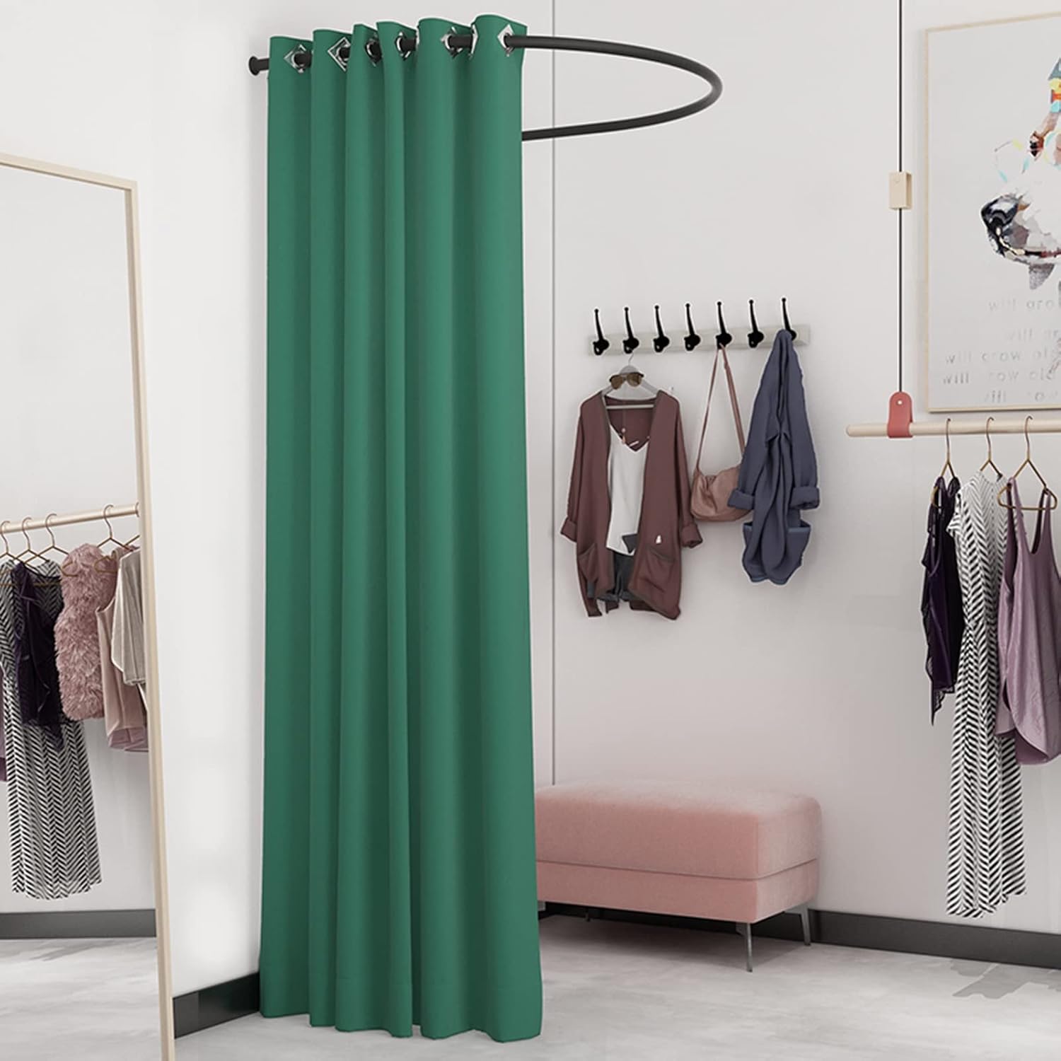 QQXY Portable U-Shaped Privacy Curtain Fitting Room