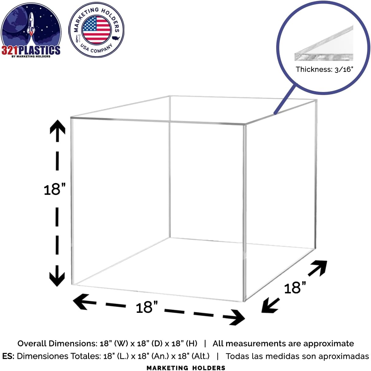 Acrylic Display Riser 18 Inch Tall Square Showcase Tower