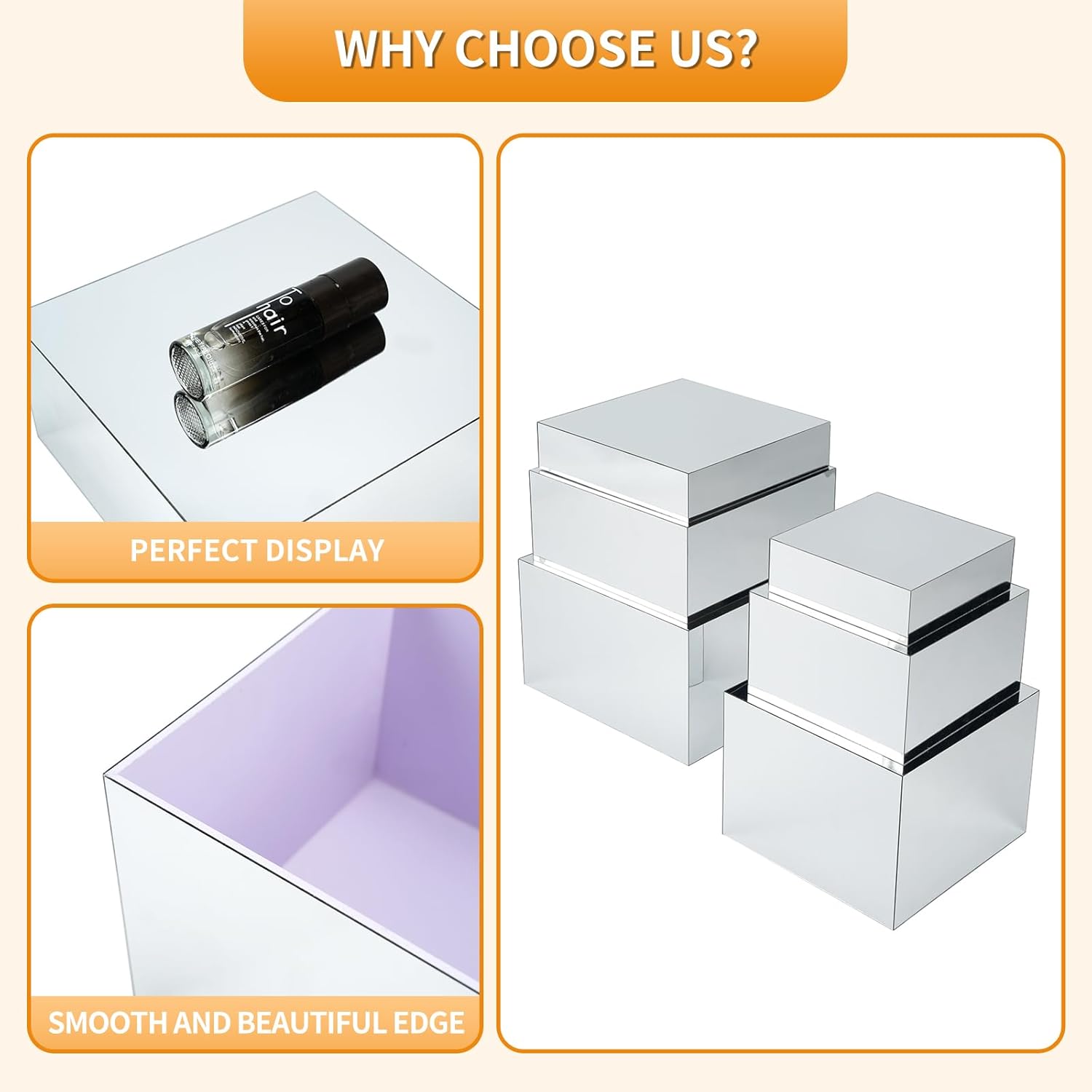 6pcs Acrylic Mirror Display Riser Stand