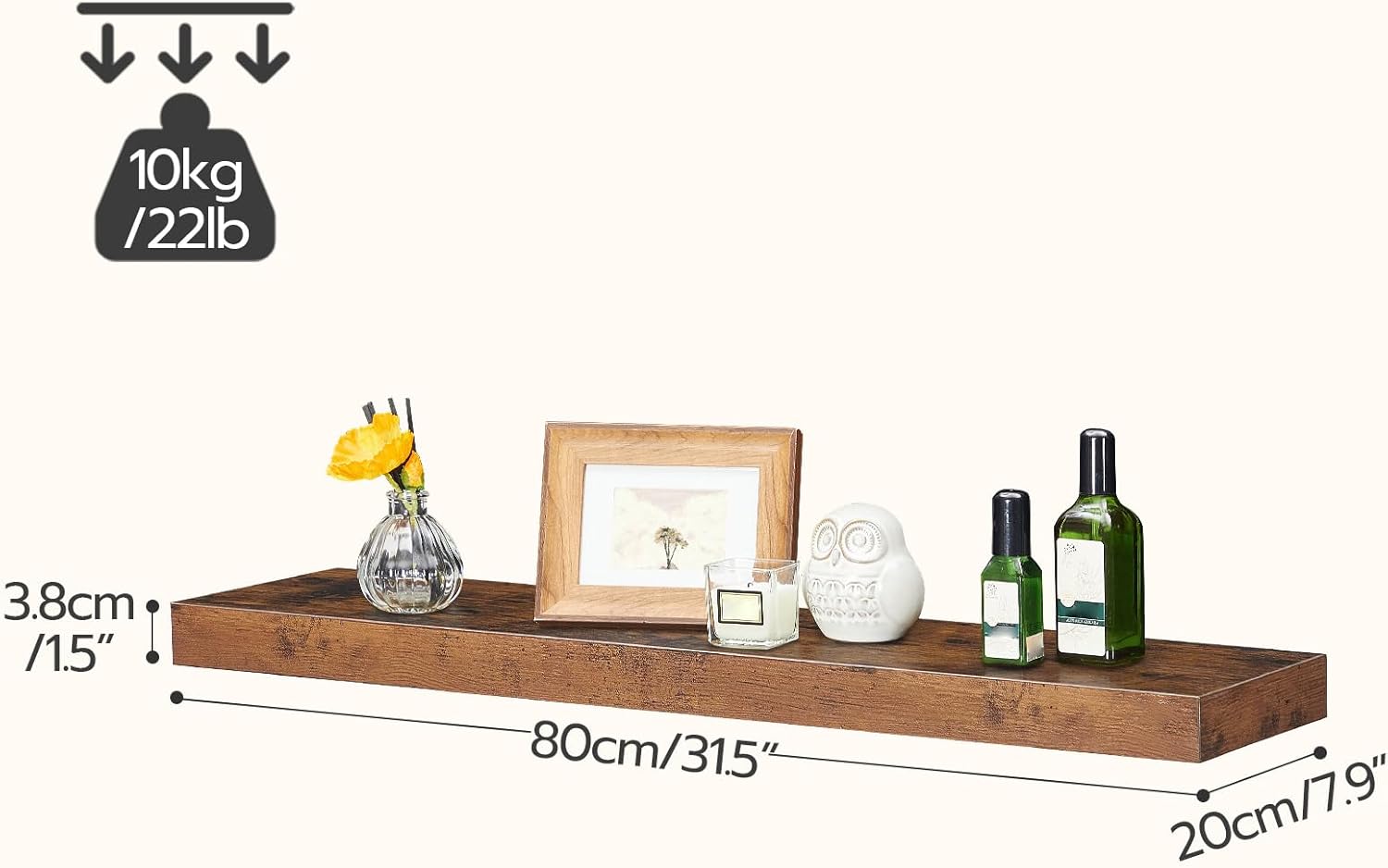HOOBRO Floating Shelves for Wall Set of 2 315 Inch Rustic Brown