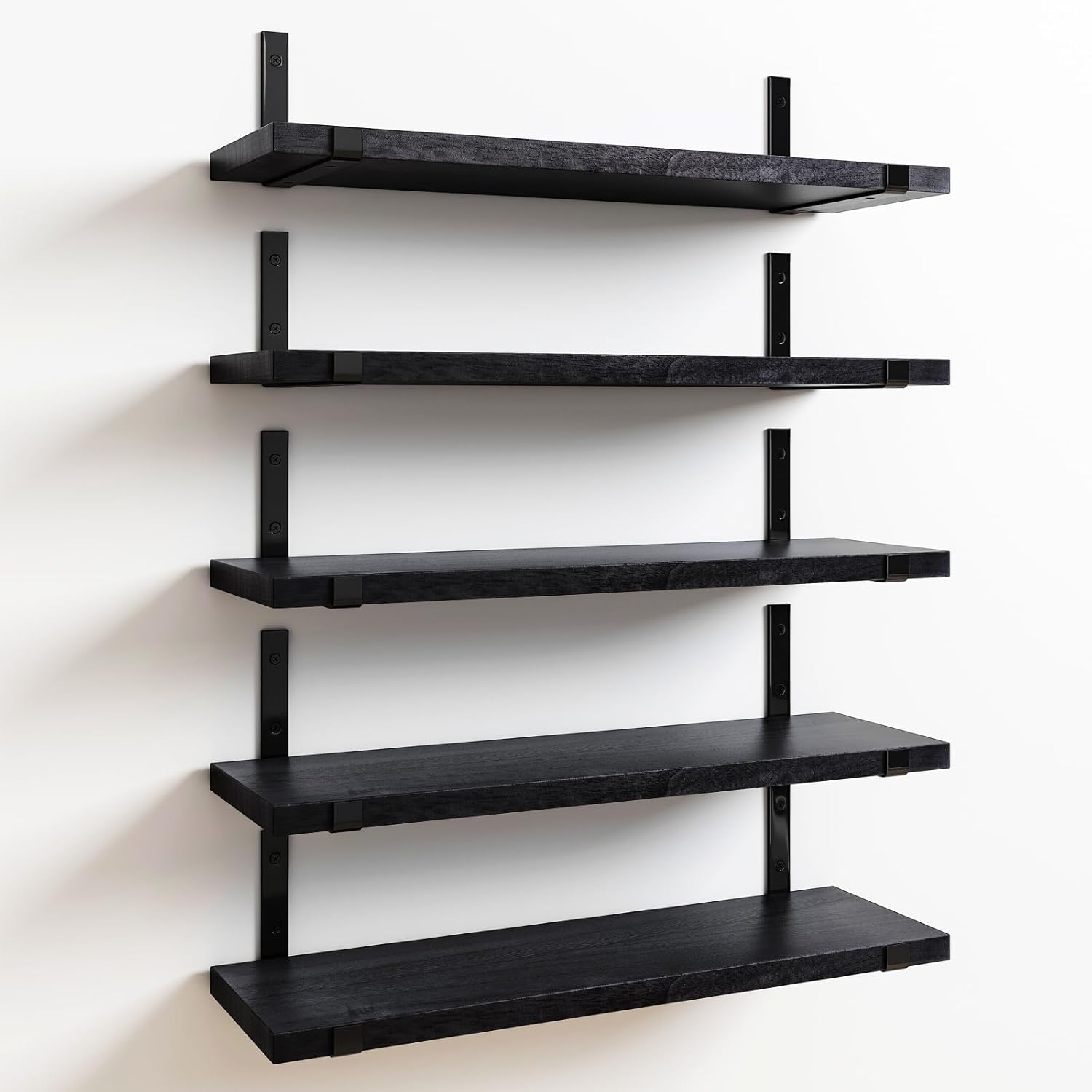 Fixwal Floating Shelves Set of 5 Black Wall Shelves