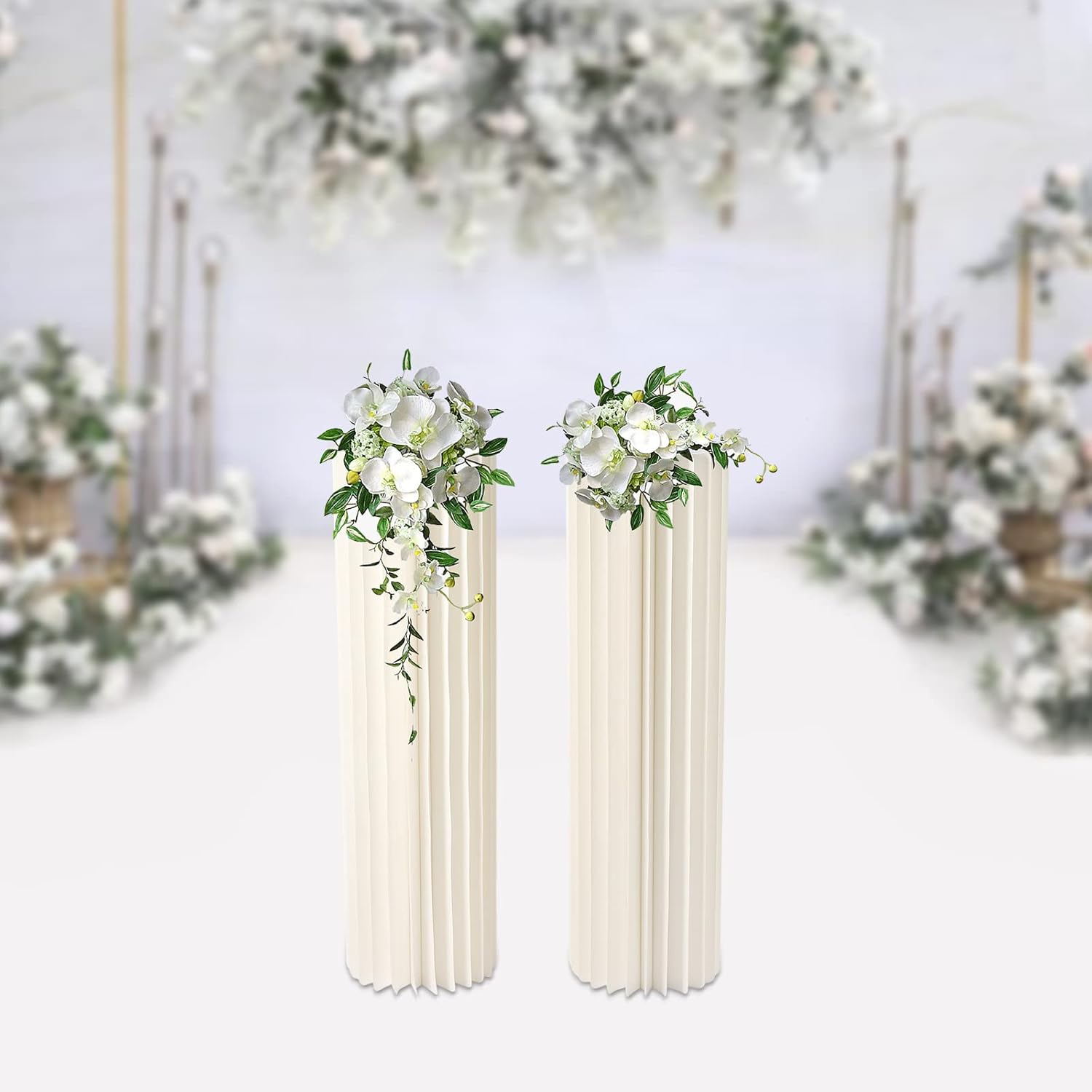2PCS 394in Tall Flower Stand Round Cylinder Wedding Centerpieces Foldable Display Stands