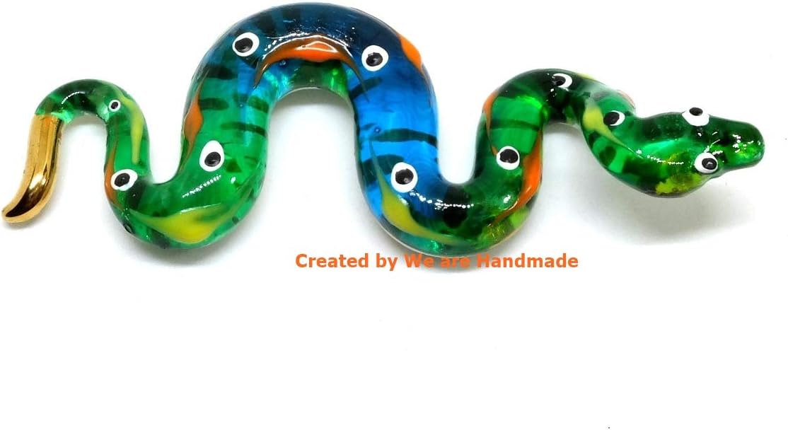 Handmade 3 Inch Blown Glass Fantasy Ball Python Snake Figurine