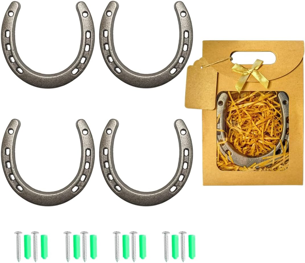 MEFORE Cast Iron Horseshoe Wall Decor 4PCS