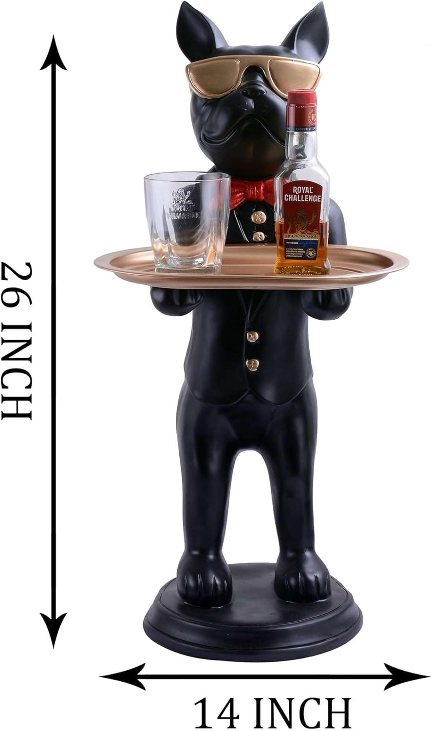 SIVANI Cool Dog Sculpture with Plate for Home Decor