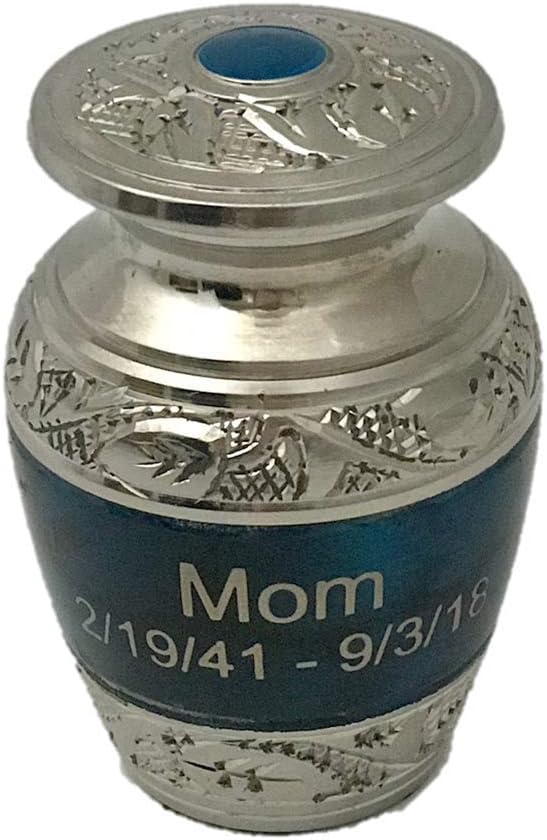 Customized Blue Keepsake Cremation Urn - Small Size