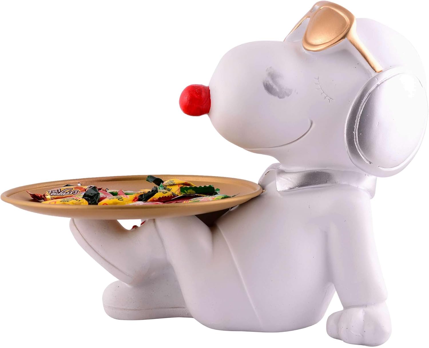 White Resin Dog Statue Home Decor 8 Inches