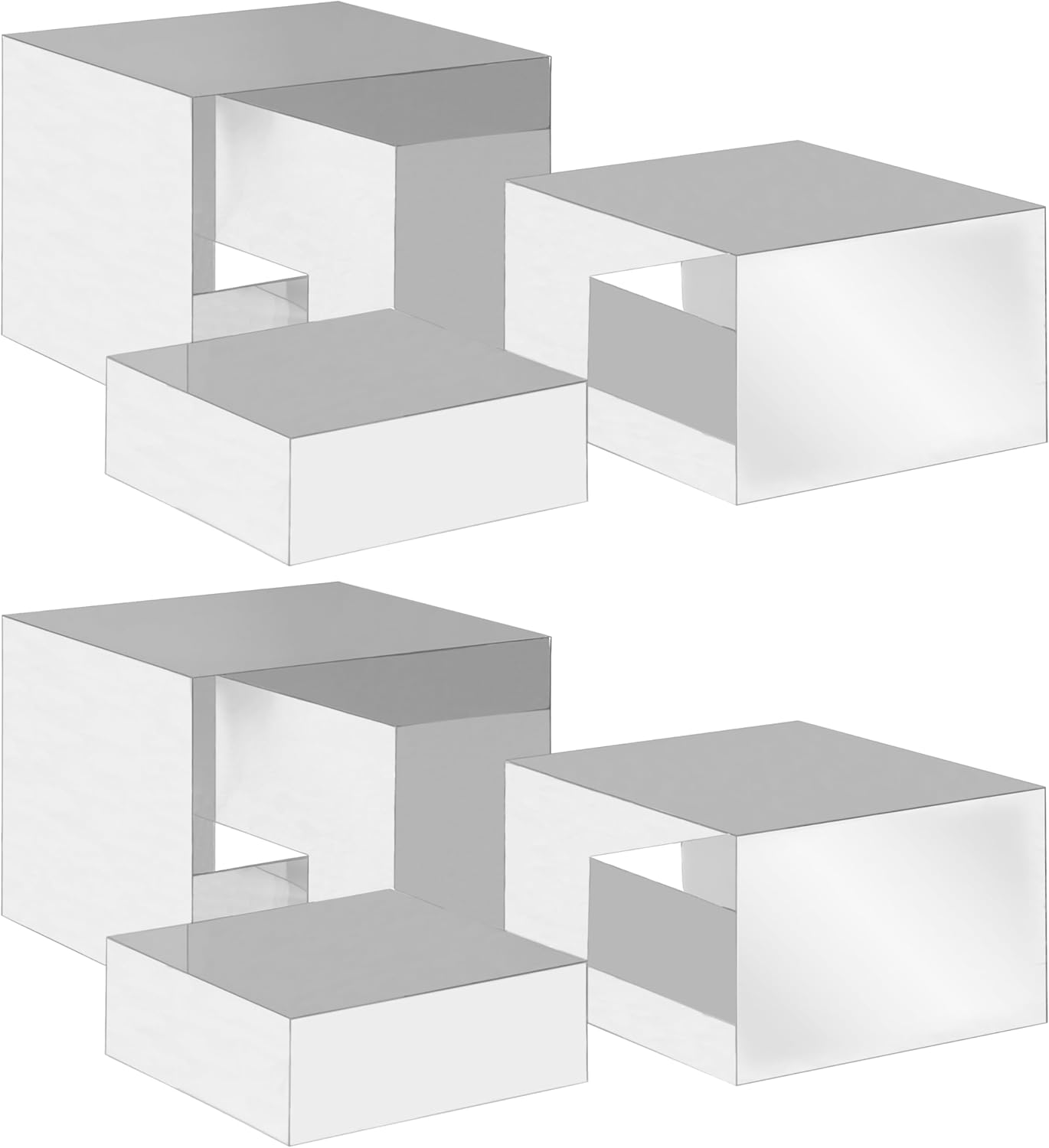 Red Co Glossy Silver Acrylic Cube Display Risers - 3 Pack