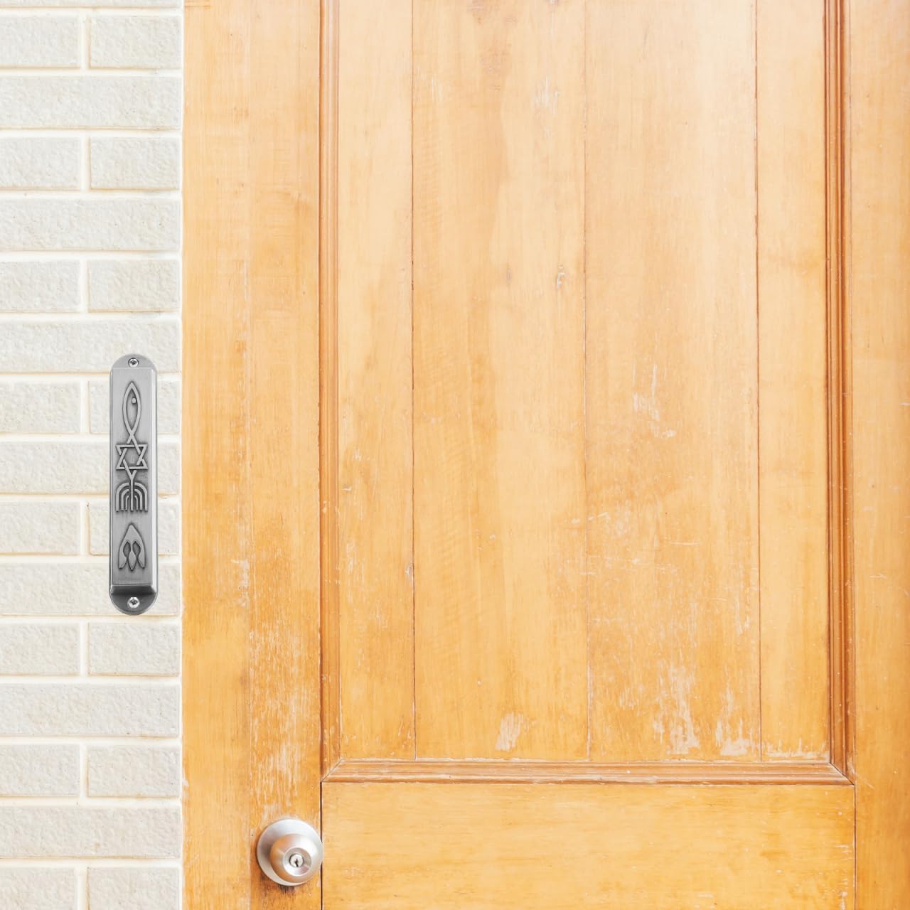 Ciieeo Pewter Mezuzah Case with Scroll for Door