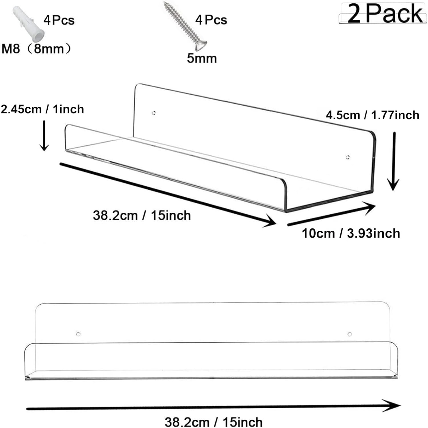 Cerpourt Clear Floating Shelf Set 2 Pack