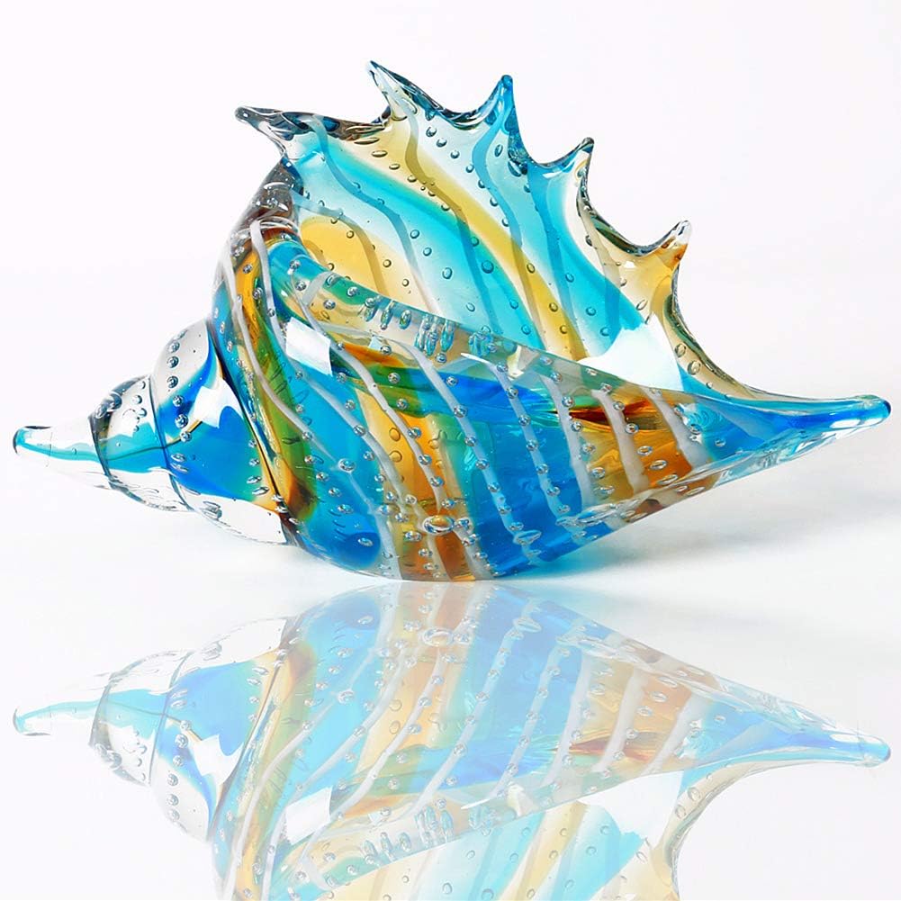 EUSTUMA Hand Blown Glass Conch Figurine Ornament