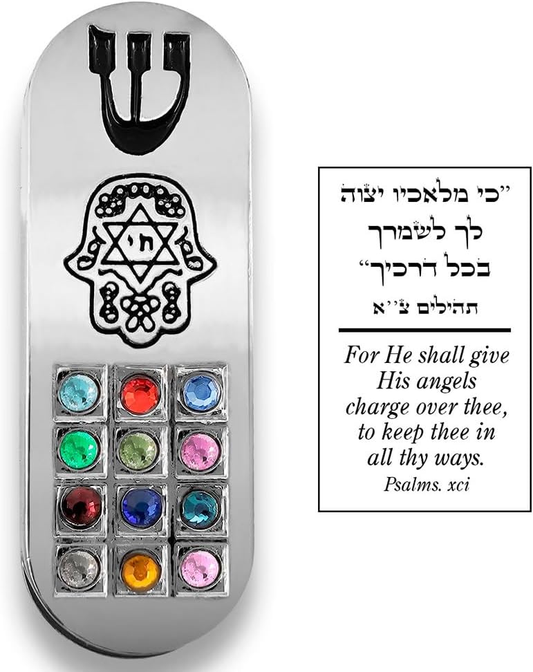 Talisman4u Protection Car Mezuzah with Hamsa Hoshen and Travelers Prayer Scroll