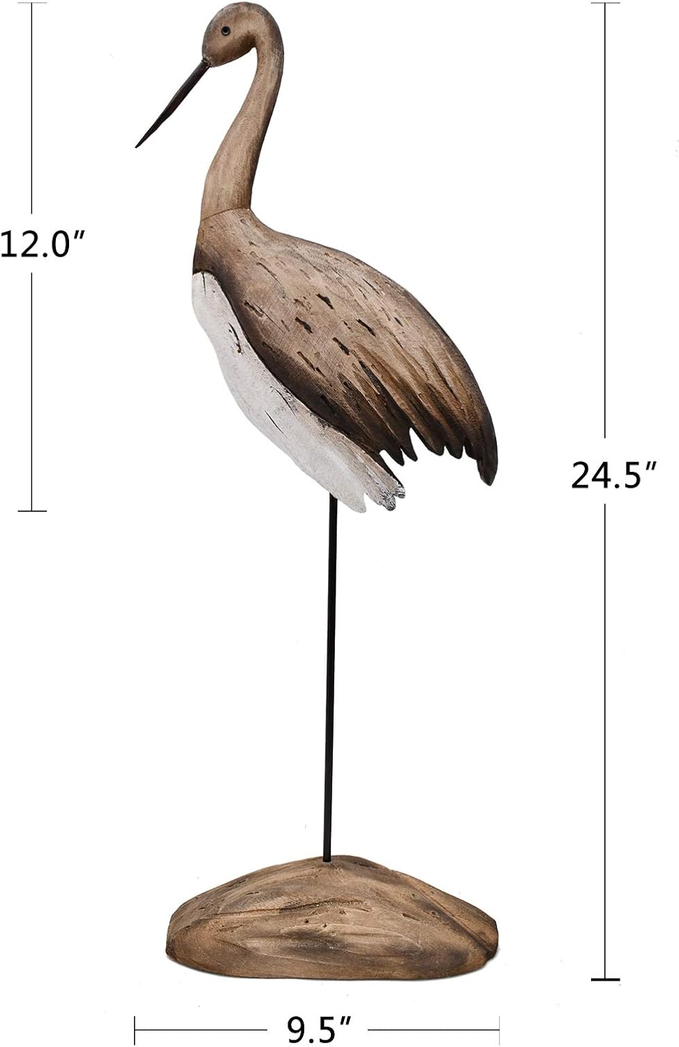 Rustic Wood Crane Nautical Decor Accent