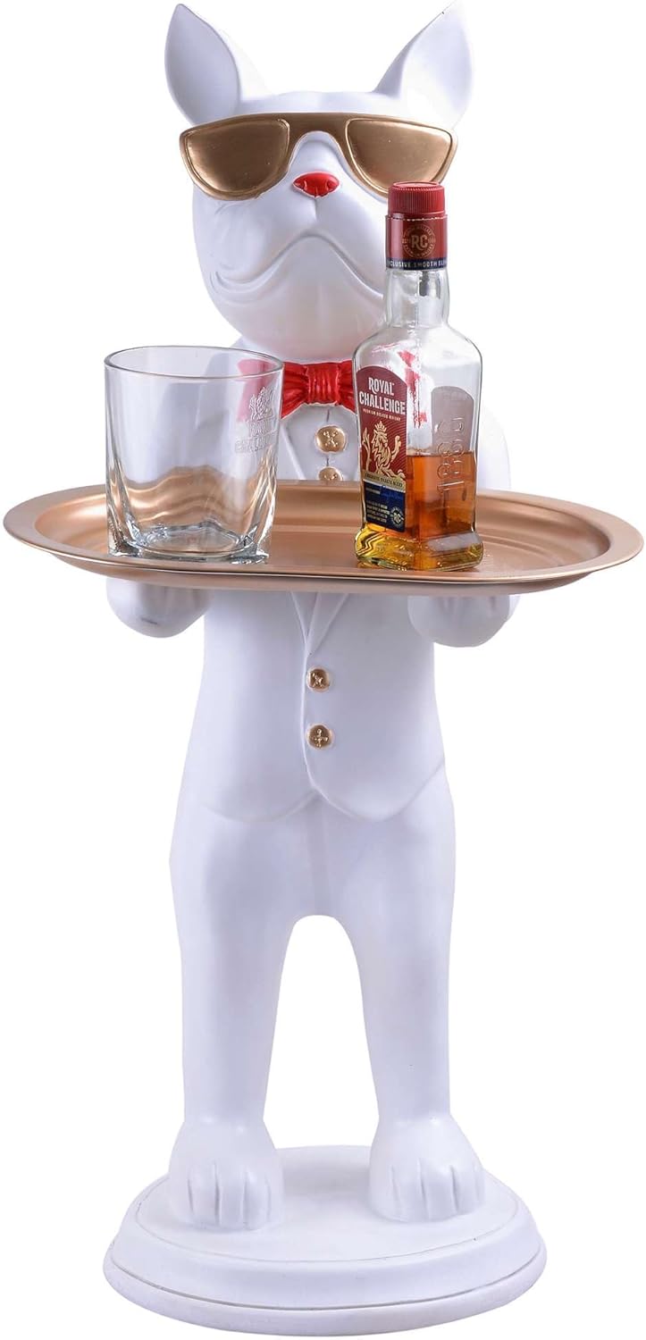 Cool Dog Sculpture with Plate for Home Dcor