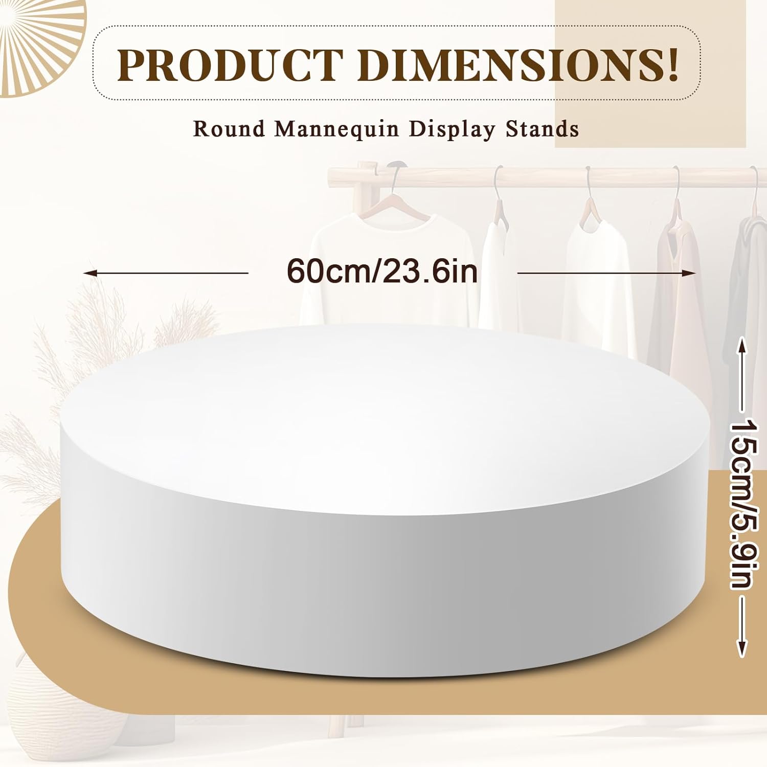 Cinnvoice Round White Display Pedestal Stand 236x59in