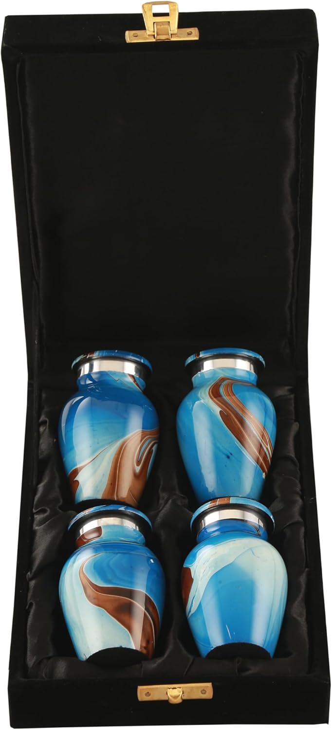 Ocean Tides Keepsake Urns Set of 4 Blue Design