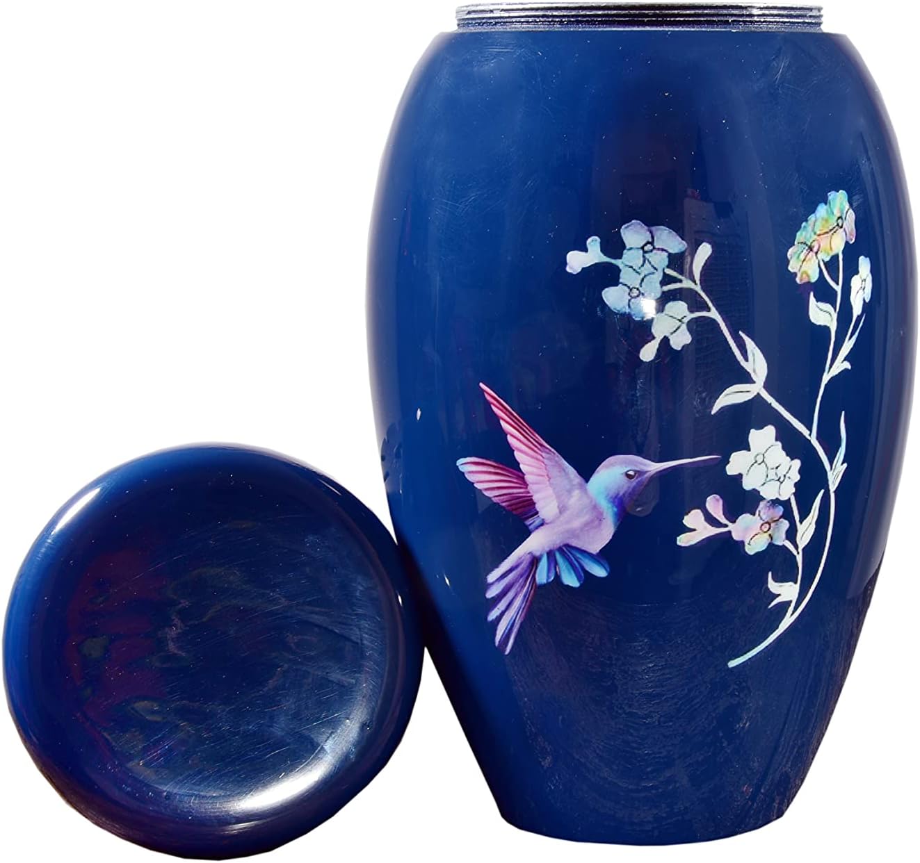 HLC Urns Blue Hummingbird Cremation Urn - Handcrafted Affordable Urn for Ashes