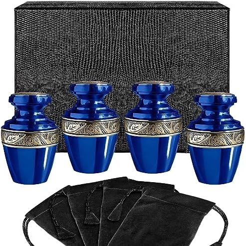 Trupoint Memorials Small Urns Set of 4 Grecian Blue and Gold