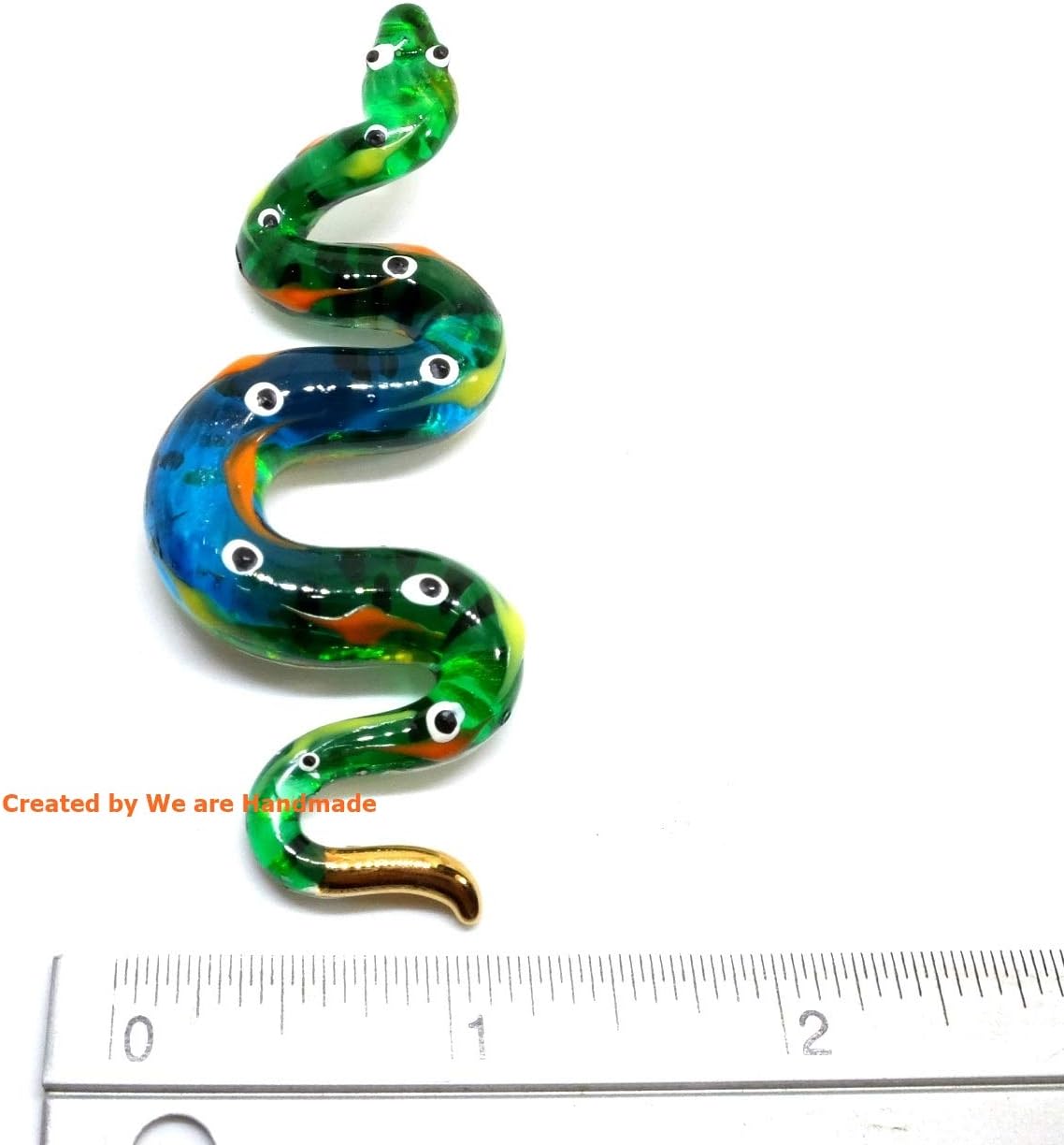 Handmade 3 Inch Blown Glass Fantasy Ball Python Snake Figurine