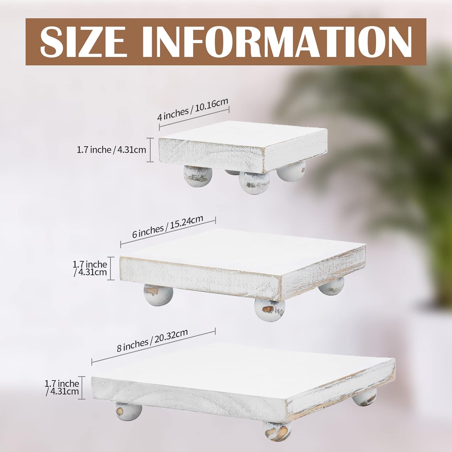 Chunful Set of 3 White Rustic Wooden Risers