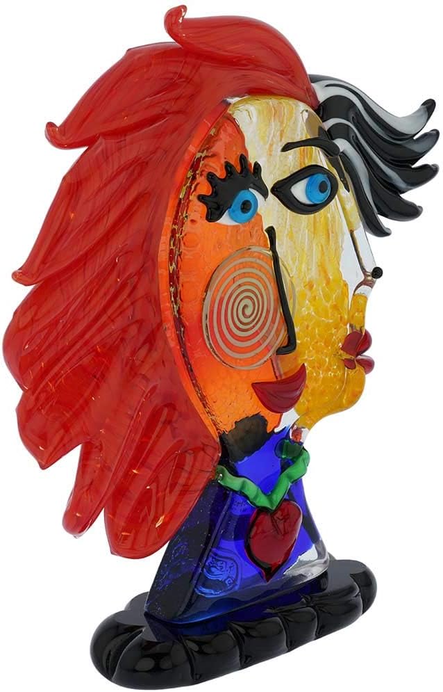 GlassOfVenice Murano Glass Picasso Woman Head with Red Hair