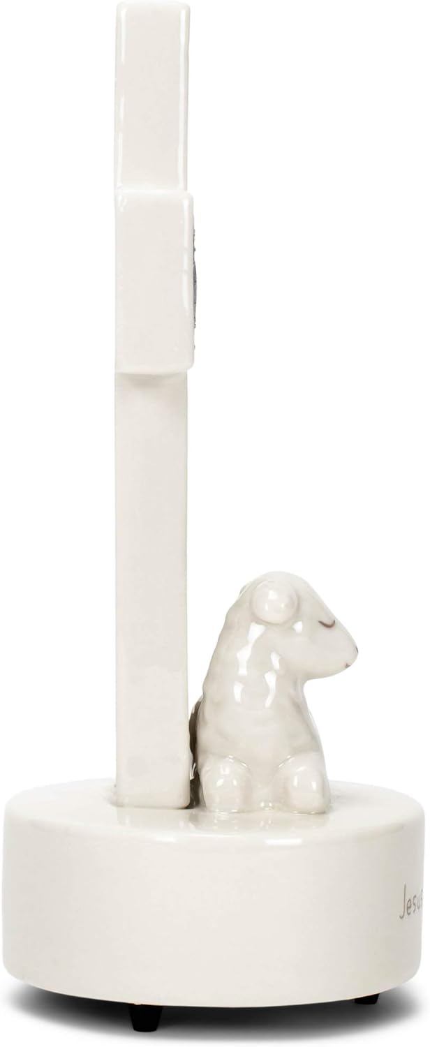 DEMDACO Heart Cross with Little Lamb Musical Figurine 8 Inch White