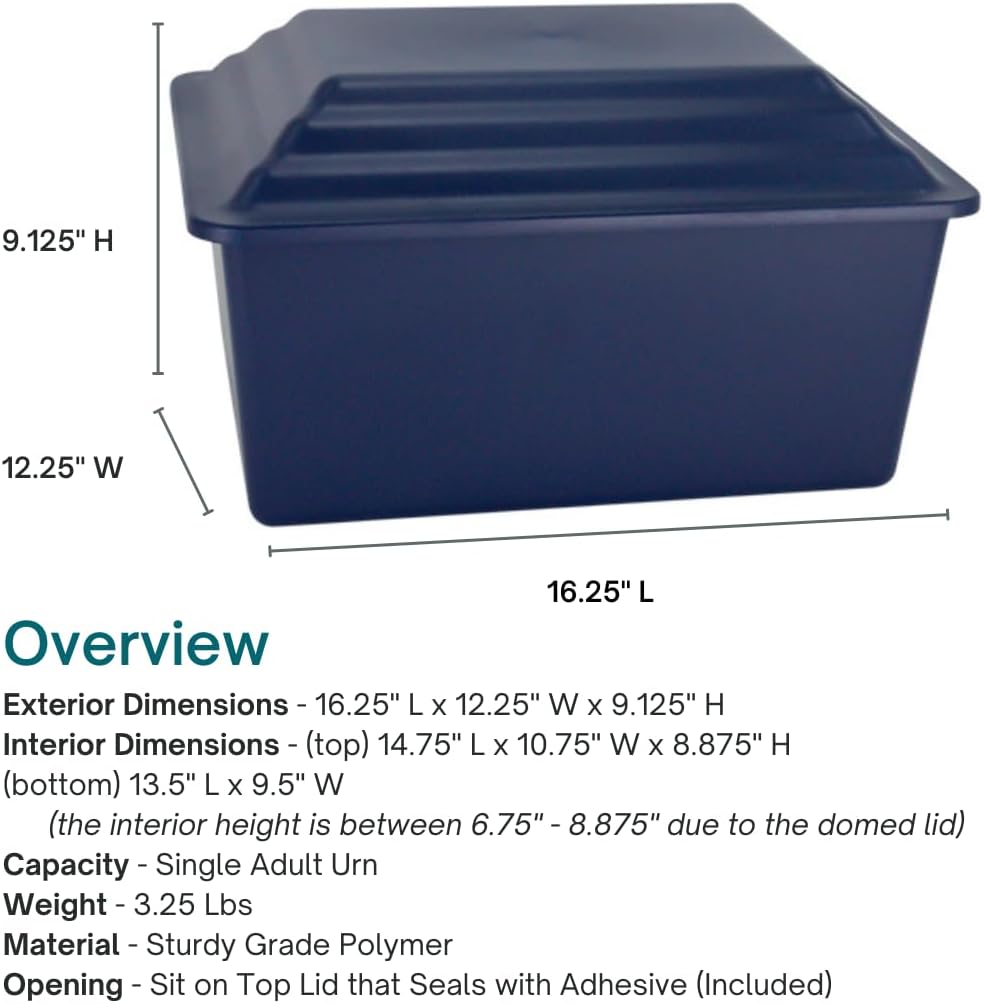 Navy Blue Cremation Urn Vault for Ground Burial