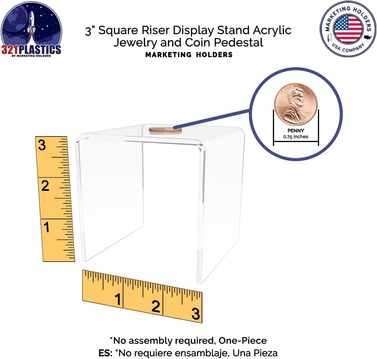 Clear Acrylic Riser Display Table 3 Inch Square