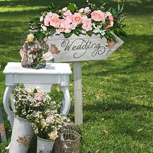 TREETDOBV Pink Rose Swag Artificial Flowers Wedding Decor