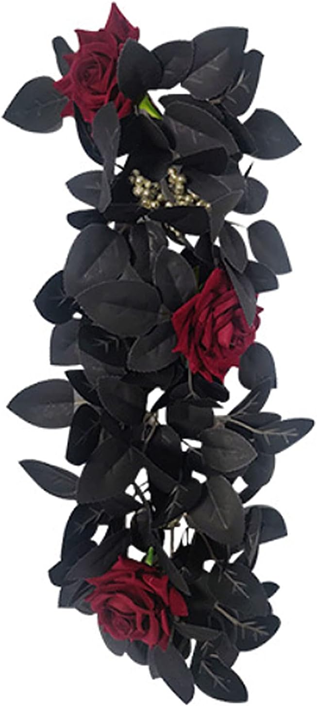 Belupai 24in Black Halloween Floral Swag
