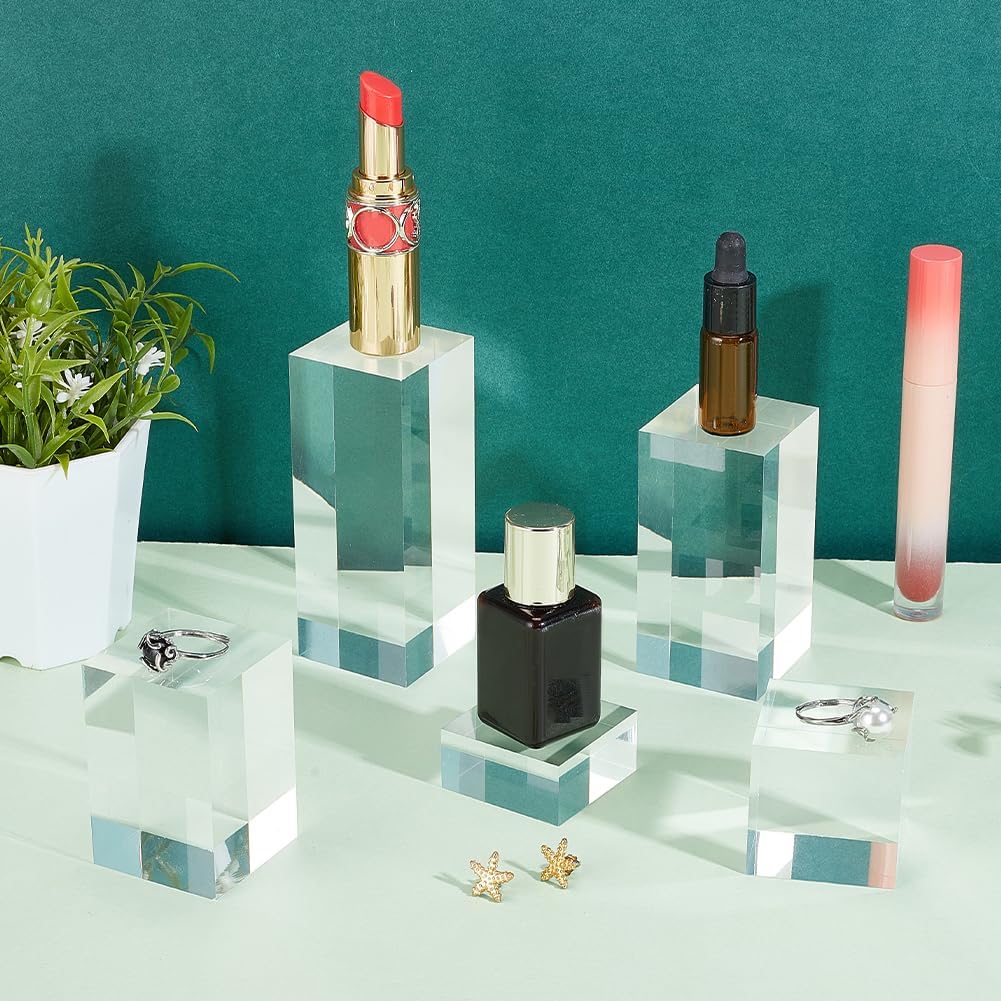 5Pcs Clear Acrylic Cube Display Blocks for Jewelry and Gemstone Showcases