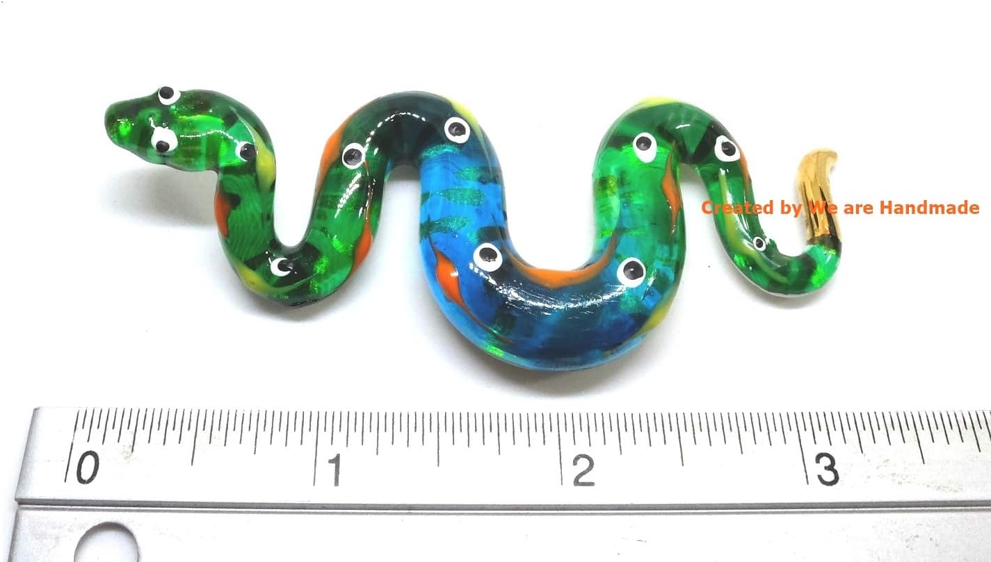 Handmade 3 Inch Blown Glass Fantasy Ball Python Snake Figurine